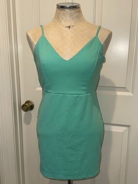 NEW Blue Blush Back tie spaghetti strap dress size Large L